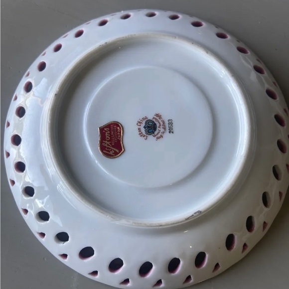 Vintage Lefton China PINK ROSE HAND PAINTED SAUCER Iridescent Pearl/Gold Edge - Picture 3 of 7